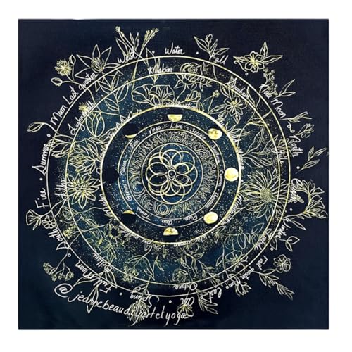 GreatRise 60 × 60cm Altar Zubehör Tarot-Tischdecke Tarot-Tuch Spiritueller Wandteppich, Lebensbaum/Sonne/Mond/Blumenmuster, Hexereizubehör für Tarot-Enthusiasten Haushalte Deko C5 von GreatRise