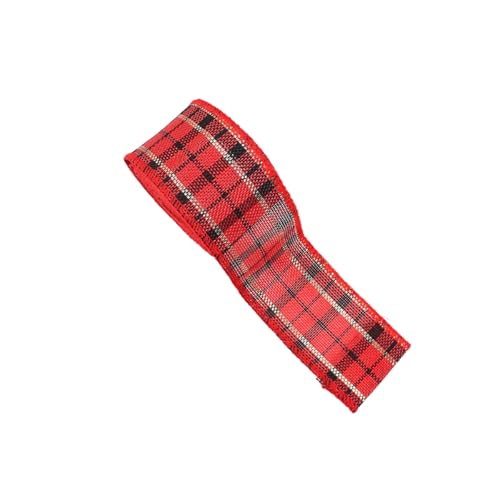 GreatRise 6M Kariertes Geschenkband Plaid Sackleinen Band Verdrahtet Karoband Schleifenband mit Draht Weihnachtsband Dekoband Stoffband für Weihnachten Hochzeiten Geschenk BlumenstraußDIY #1 5cm*6m von GreatRise