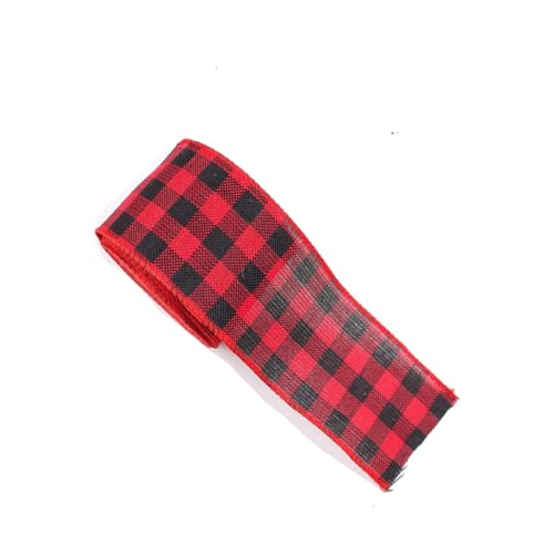 GreatRise 6M Kariertes Geschenkband Plaid Sackleinen Band Verdrahtet Karoband Schleifenband mit Draht Weihnachtsband Dekoband Stoffband für Weihnachten Hochzeiten Geschenk BlumenstraußDIY #10 6cm*6m von GreatRise