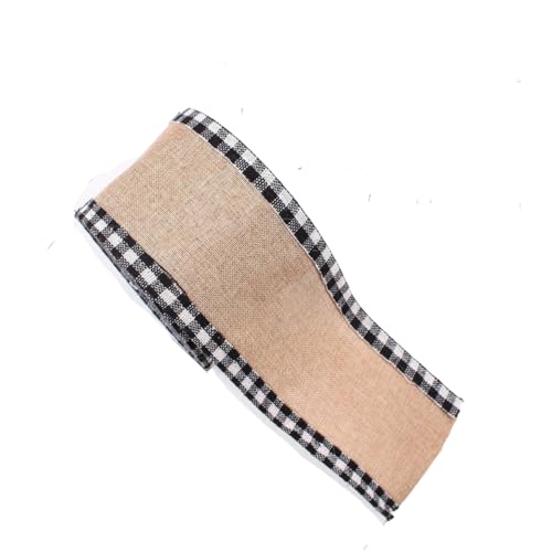 GreatRise 6M Kariertes Geschenkband Plaid Sackleinen Band Verdrahtet Karoband Schleifenband mit Draht Weihnachtsband Dekoband Stoffband für Weihnachten Hochzeiten Geschenk BlumenstraußDIY #14 7cm*6m von GreatRise