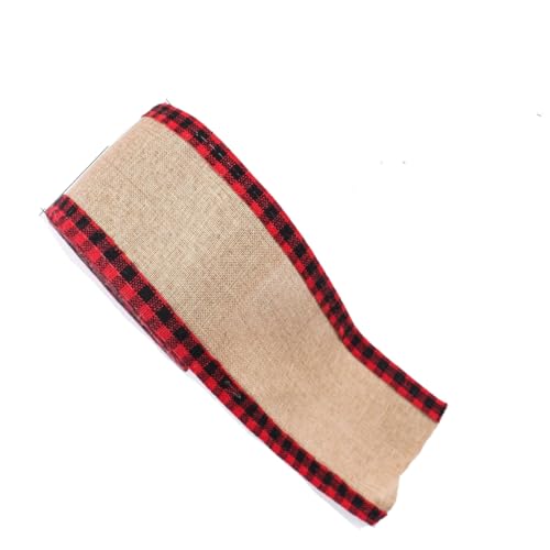 GreatRise 6M Kariertes Geschenkband Plaid Sackleinen Band Verdrahtet Karoband Schleifenband mit Draht Weihnachtsband Dekoband Stoffband für Weihnachten Hochzeiten Geschenk BlumenstraußDIY #15 7cm*6m von GreatRise