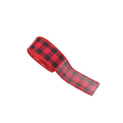 GreatRise 6M Kariertes Geschenkband Plaid Sackleinen Band Verdrahtet Karoband Schleifenband mit Draht Weihnachtsband Dekoband Stoffband für Weihnachten Hochzeiten Geschenk BlumenstraußDIY #16 3.5cm*6m von GreatRise