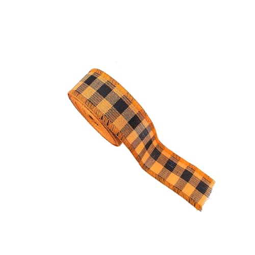 GreatRise 6M Kariertes Geschenkband Plaid Sackleinen Band Verdrahtet Karoband Schleifenband mit Draht Weihnachtsband Dekoband Stoffband für Weihnachten Hochzeiten Geschenk BlumenstraußDIY #17 3.5cm*6m von GreatRise