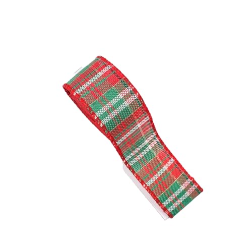 GreatRise 6M Kariertes Geschenkband Plaid Sackleinen Band Verdrahtet Karoband Schleifenband mit Draht Weihnachtsband Dekoband Stoffband für Weihnachten Hochzeiten Geschenk BlumenstraußDIY #2 5cm*6m von GreatRise