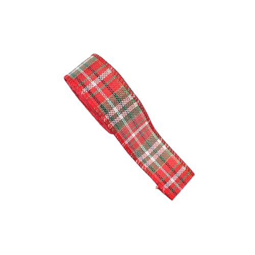 GreatRise 6M Kariertes Geschenkband Plaid Sackleinen Band Verdrahtet Karoband Schleifenband mit Draht Weihnachtsband Dekoband Stoffband für Weihnachten Hochzeiten Geschenk BlumenstraußDIY #3 4cm*6m von GreatRise