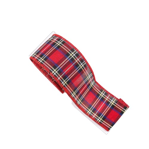 GreatRise 6M Kariertes Geschenkband Plaid Sackleinen Band Verdrahtet Karoband Schleifenband mit Draht Weihnachtsband Dekoband Stoffband für Weihnachten Hochzeiten Geschenk BlumenstraußDIY #7 6cm*6m von GreatRise