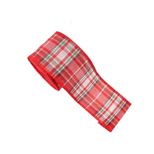 GreatRise 6M Kariertes Geschenkband Plaid Sackleinen Band Verdrahtet Karoband Schleifenband mit Draht Weihnachtsband Dekoband Stoffband für Weihnachten Hochzeiten Geschenk BlumenstraußDIY #8 6cm*6m von GreatRise