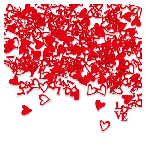 GreatRise Konfetti Herzen Streudeko Rotes Herzkonfetti Ausgehöhlt und Fest, LOVE-Konfetti Gold+Rot, Rote Lippen Konfetti Glitter, für Valentinstag Hochzeit Tischdeko Rote LOVE 3cm*100pcs von GreatRise