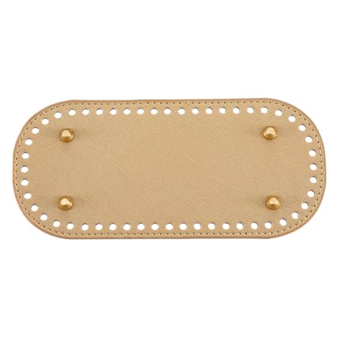 GreatRise PU Leder Taschenboden 22x10cm Boden Tasche Häkeln mit Löchern Oval Gehäkelter Tasche Bodenformer Korbboden Kunstleder für DIY Taschen Stricktasche Häkeltaschen Gold 1 Stück von GreatRise