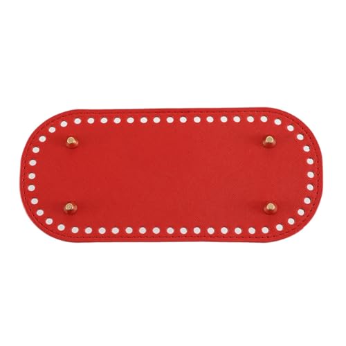 GreatRise PU Leder Taschenboden 22x10cm Boden Tasche Häkeln mit Löchern Oval Gehäkelter Tasche Bodenformer Korbboden Kunstleder für DIY Taschen Stricktasche Häkeltaschen Rot 1 Stück von GreatRise