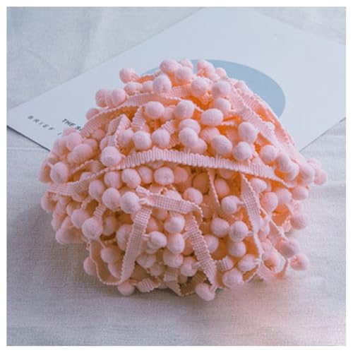 GreatRise Pompon-Borte Bunt Pom Poms Quaste Borte Spitzenband mit 1.2 cm Pompons Bommelborte Pomponband Quaste Trim Band für Basteln Nähen Kleidung Zuhause Dekorieren Fleischrosa 10 Yard von GreatRise