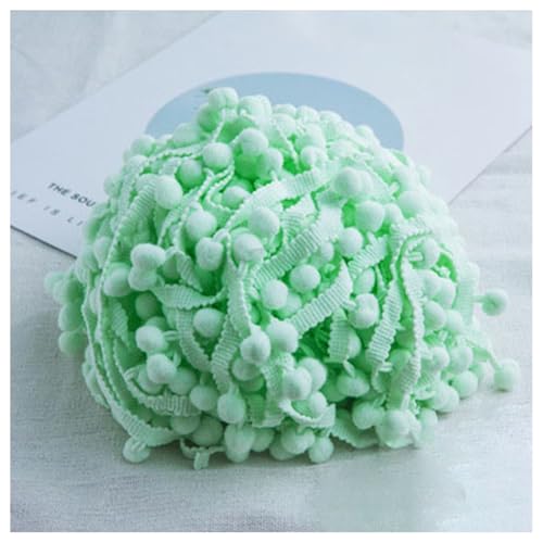 GreatRise Pompon-Borte Bunt Pom Poms Quaste Borte Spitzenband mit 1.2 cm Pompons Bommelborte Pomponband Quaste Trim Band für Basteln Nähen Kleidung Zuhause Dekorieren Minze 10 Yard von GreatRise