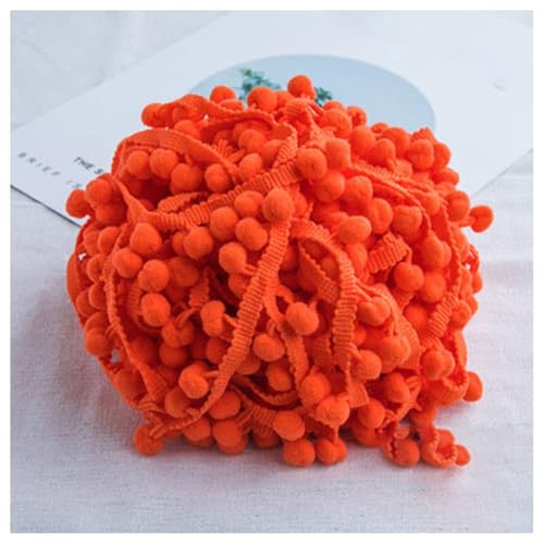 GreatRise Pompon-Borte Bunt Pom Poms Quaste Borte Spitzenband mit 1.2 cm Pompons Bommelborte Pomponband Quaste Trim Band für Basteln Nähen Kleidung Zuhause Dekorieren Orange#1 3 Yard von GreatRise