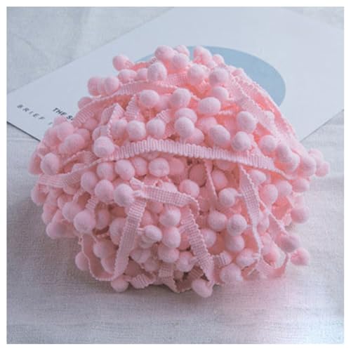 GreatRise Pompon-Borte Bunt Pom Poms Quaste Borte Spitzenband mit 1.2 cm Pompons Bommelborte Pomponband Quaste Trim Band für Basteln Nähen Kleidung Zuhause Dekorieren Rosa#1 3 Yard von GreatRise