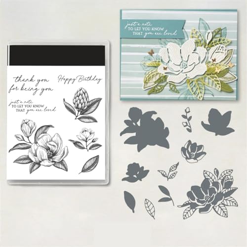 GreatRise Stanzschablonen Metall-Stanzform Blume, Pflanzen Tiere Metallschablone Zweig-Schablone Prägeschablonen für DIY Album Scrapbooking Karten Deko Nr. 18 Englischer Stempelsatz mit Messerstempel von GreatRise