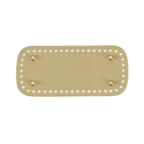 GreatRise Stricken Häkeln Taschenboden 20x9cm Oval PU Leder Boden Tasche mit Löchern Gehäkelter Kunstleder Bodenformer Tasche Korbboden für DIY Strickbeutel Häkeltasche Umhängetasche Gold 1 Stück von GreatRise