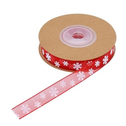 GreatRise Weihnachtsband Schneeflocke Organzaband Weihnachten Dekoband Schmal Schneeflocken Chiffonband Geschenkband Schleifenband für Handwerk, Geschenk, Weihnachten Dekoration 1cm-Rot-10 Meter von GreatRise