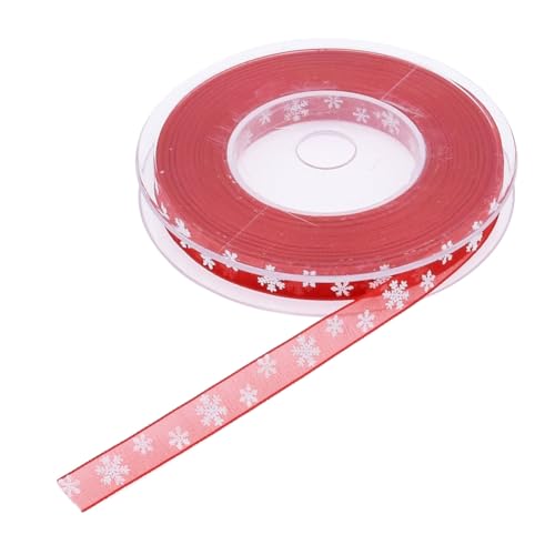 GreatRise Weihnachtsband Schneeflocke Organzaband Weihnachten Dekoband Schmal Schneeflocken Chiffonband Geschenkband Schleifenband für Handwerk, Geschenk, Weihnachten Dekoration 1cm-Rot-20 Meter von GreatRise