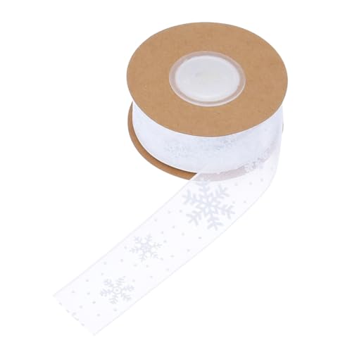 GreatRise Weihnachtsband Schneeflocke Organzaband Weihnachten Dekoband Schmal Schneeflocken Chiffonband Geschenkband Schleifenband für Handwerk, Geschenk, Weihnachten Dekoration 2,5 cm-Weiß-10 Meter von GreatRise