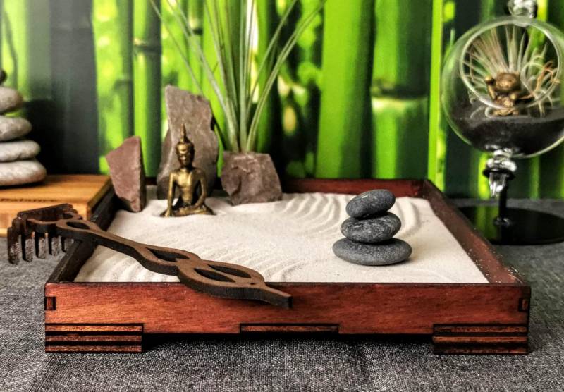 Handgefertigtes Zengarten -Set Mit Buddha-/ Ganesha-Figur Harke Feng Shui Meditation Nachhaltig & Umweltfreundlich Diy-Set von GreenUpDeco