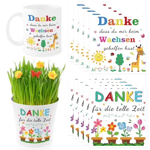 GreenYeah 10PCS Aufkleber für den Blumentopf, Danke, Dass Du Mir Beim Wachsen Geholfen Hast, Erzieherin Lehrerin Danke Sticker, Dankesworte, Kindergarten Abschiedsgeschenk, Erzieherin Geschenk von GreenYeah