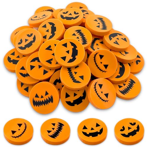 GreenYeah Halloween Mini Radiergummis, 50PCS Halloween-Kürbis-Radiergummi, Kinder Radiergummi, Mini-Kürbis-Radiergummis, Halloween für Partygeschenke, Belohnungen Im Klassenzimmer, Kinder Schüler von GreenYeah