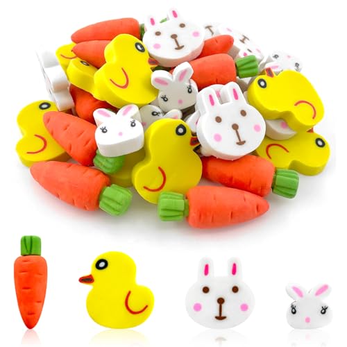 GreenYeah Ostern Radiergummis, 40 Stück Mini-Radiergummis für Ostern, Karotte Radiergummi, Kaninchen Radiergummi, Ostern Kinder Radiergummis für Ostern Party Favor Klassenzimmer Belohnungen von GreenYeah