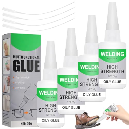 GreenYeah Schweißen Öliger Kleber, 4PCS Welding High-strength Oily Glue, Mächtiger Universalkleber, Sekundenkleber Extra Stark,Universal Wasserdichter Superkleber für Kunststoff Metall Keramik Leder von GreenYeah