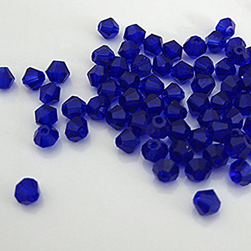 100 Stück lose Glas- / Kristallperlen, Doppelkegel, Abstandsperlen, 4 mm, klar, schwarz, grün, blau, Künstlicher Kristall, dunkelblau, Einheitsgröße von Greenlans