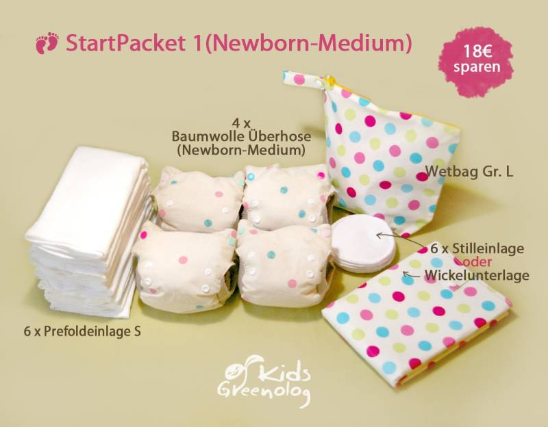 Stoffwindel Startpacket 1 Für Newborn-Medium/Large, Cloth Diaper For Newborn-Medium/Large von Greenolog