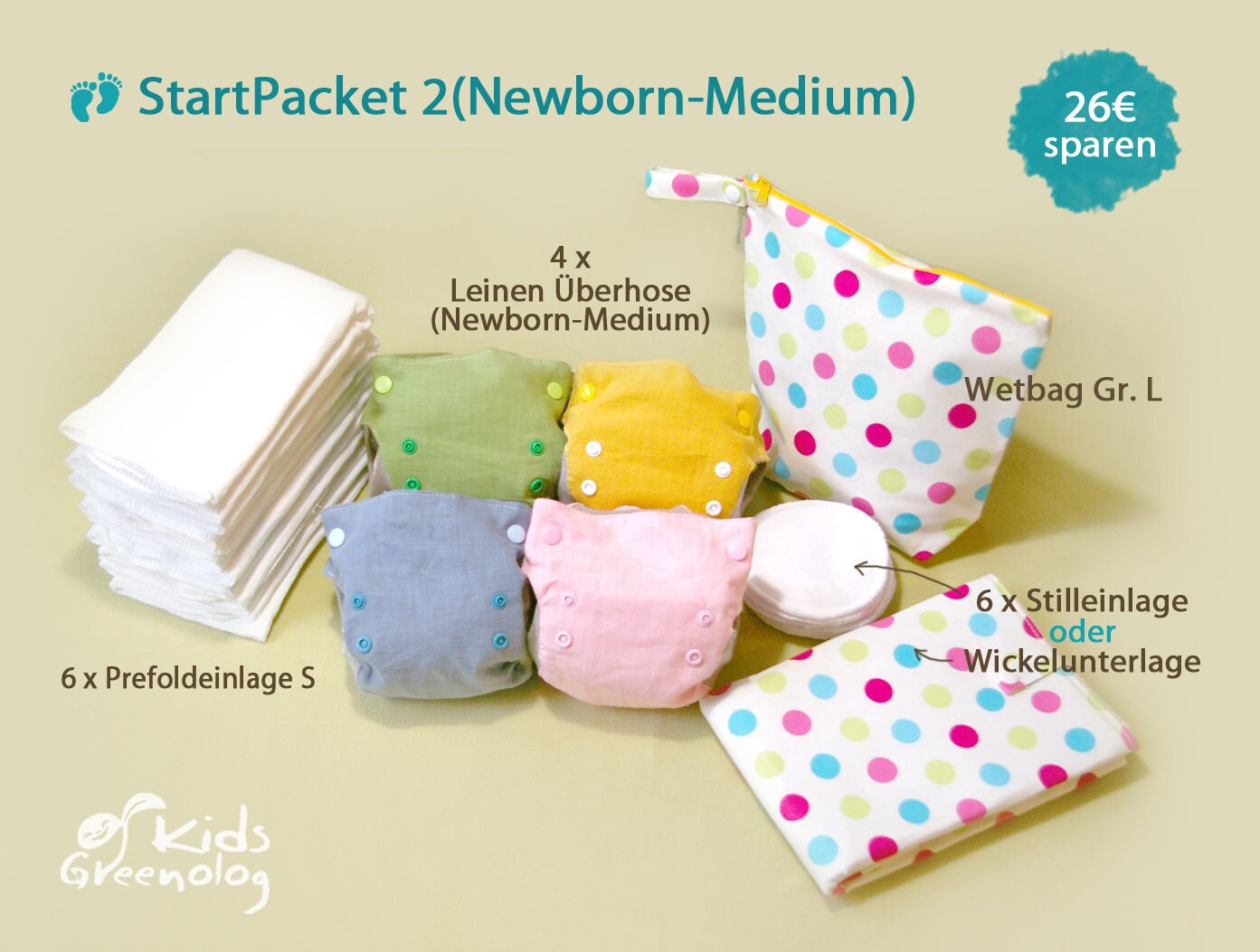 Stoffwindel Startpacket 2 Für Newborn-Medium/Large von Greenolog