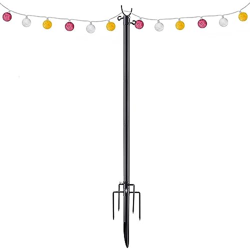 2 Stück Garten Schäferhaken 305 cm/10 ft Verstellbar Schäferstab Lichterkette für Außenlichterkette Metall Lichterketten Ständer Stange mit Haken für Terrasse Camping von Greensen