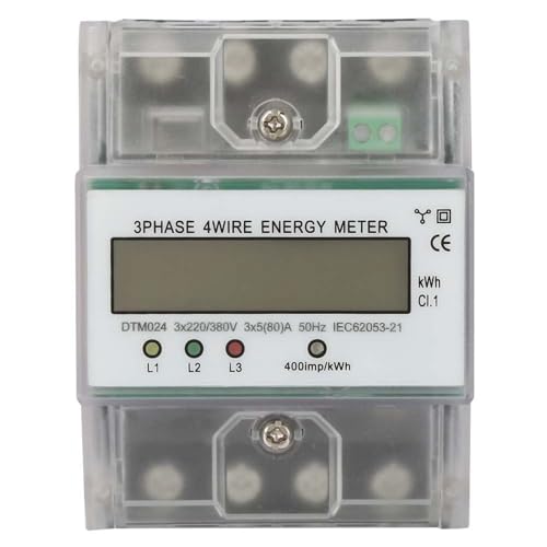 220/380V 5-80A Transparent Shell Electric Electric Mess Messgerät, Energiemessgerät mit Geringem Stromverbrauch für Strommesssysteme, mit LCD-Anzeige für LEAL-Datenlesung von Greensen