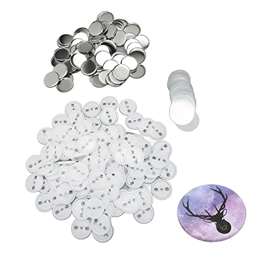 Badge Button Pin 100er Set Anstecknadel-Button-Teile mit Zinnplattform Kunststoffbasis für Badge DIY, Button-Herstellungszubehör und (44MM) von Greensen