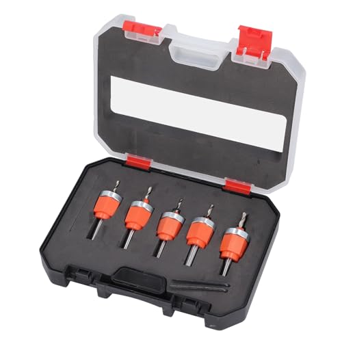 Einstellbarer Countersink -Bohrer Bit 5 PCs Countersink Drill Bit 2,8 3 3,2 3,5 4 Mm Durchmesser, Einstellbare Tiefe Counterunk Bohrlochöffner mit Schraubenschlüssel von Greensen