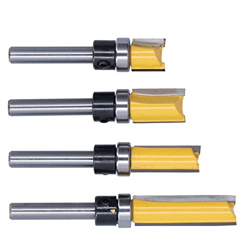 Zuverlässige Kompatibilität Flush Trim Router Bit Set 4pcs 1/4 Zoll Schankscharnier -Sterbungsvorlage Tenon Cutter aus Holzfräsen Zum Sterbungsreinigungsreinigen von Greensen