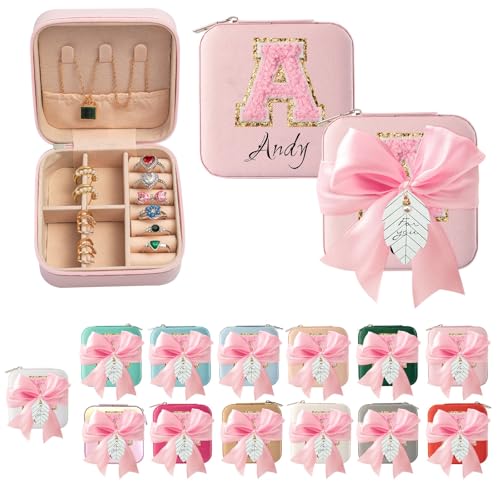 Personalisierte Schmuckschatulle, Individuelle Schmuckschatulle mit Namen Initia A-Z, Mini-Schmuckschatulle Organizer für Ringe, Halsketten, Ohrringe, Geschenke für Frauen,Ridesmaid Geschenke(weiß) von Greenyre