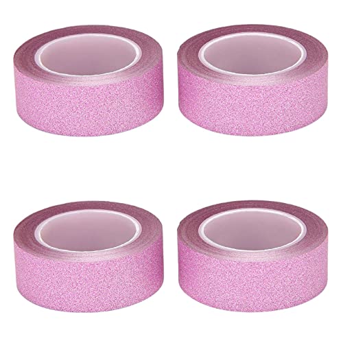 Grendly Glitzer-Washi-Klebeband, selbstklebend, dekorativ, Bastelpapier, Rosa, 10 m, 4 Stück von Grendly