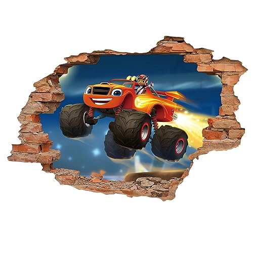 Blaze and The Monster Machines Wandaufkleber für Kinderzimmer, 3D-Anime-Cartoon, DIY, selbstklebend, entfernbar, Wandaufkleber, Hintergrunddekoration von Grenric