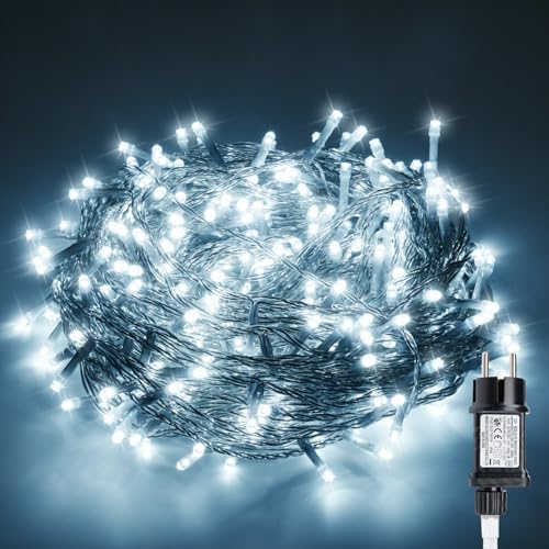 Gresonic 100/200/300/400 Led Lichterkette Strombetrieben mit Stecker Außen und Innen (Kaltes Weiß, 100LED) von Gresonic