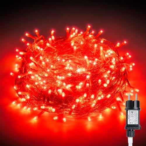 Gresonic 100/200/300/400 Led Lichterkette Strombetrieben mit Stecker Außen und Innen (Rot, 100LED) von Gresonic