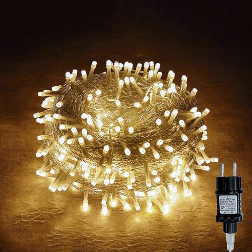 Gresonic 100/200/300/400er Led Lichterkette Strombetrieben mit Stecker Außen und Innen für Hochzeit Weihnachten Party Warmweiß (Warmweiss, 600 LED) von Gresonic