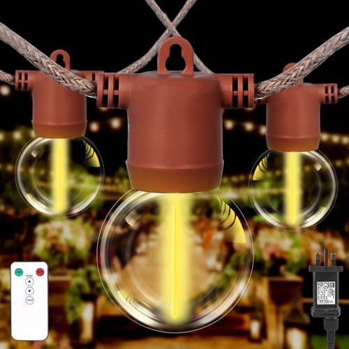 Gresonic Lichterkette Außen, 16LED 6.5m G40 Glühbirnen Lichterkette Outdoor Seil mit Stecker Warmweiß 3Modi Timer Fernbedienung IP65 Wasserdicht für Garten, Terrasse, Hochzeit, Balkon, Party von Gresonic