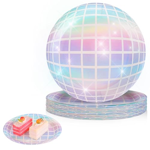 25 Stück Disco Partyteller,70's Disco Party Teller,7.1inh Pappteller für Kinder Disco Party Teller,Einweg Papierschalen Pappteller 70er Jahre Disco Partyzubehör für Hochzeit Weihnachten von Grevosea