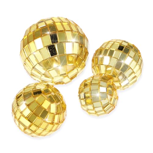 4 Stück Disco Ball Cake Topper,Mini Disco Kugeln Deko,Disco Ball Cake Topper,Kleine Discokugel Spiegel-Discokugel für 70er-Jahre-Bday-Kuchendekoration die letzte Disco-Junggesellinnenparty-Gold von Grevosea