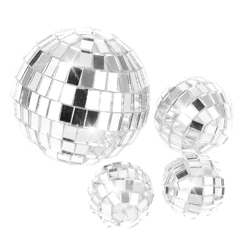 Disco Spiegel Ball 4 Stück Disco Disco Ball Cake Topper,Mini Disco Kugeln Dekoration,Disco Ball Cake Topper,Kleine Discokugel Spiegel-Discokugel Für 70er-Jahre-Bday-Kuchendeko-Silber von Grevosea