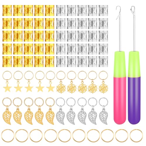 82 Stück knüpfhaken set,Dreadlock Häkelnadel Werkzeug Set,Knüpfnadel,Haar Verriegelung Werkzeu,Haar Verriegelung Werkzeu für Braid Craft für Mikro-Zöpfe,Haarverlängerung,Federn und Teppich von Grevosea