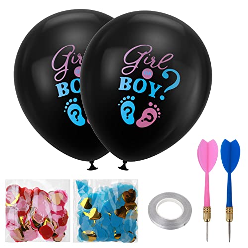 Grevosea 2 Stück Gender Reveal Ballons 36 Zoll Großer, Boy Ballon Party Deko Set Boy Mit Konfetti Und Darts,schleife,geschlechtsverkündung Baby für Babyparty Geschlecht Offenbaren Party Dekoration von Grevosea