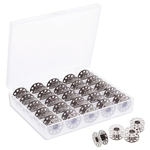 Spulen Nähmaschine 25 Stück Metall Spulen Metallspulen Reel für Nähmaschine unterfadenspule bobbins mit Aufbewahrungsbox Kompatibel nähmaschinen zubehör für Die meisten Nähmaschinen(2X2X1CM) von Grevosea