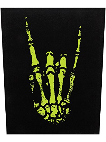 Grindstore Aufnäher Backpatch Skeleton Rock Hand 29,5 x 36 cm von Grindstore